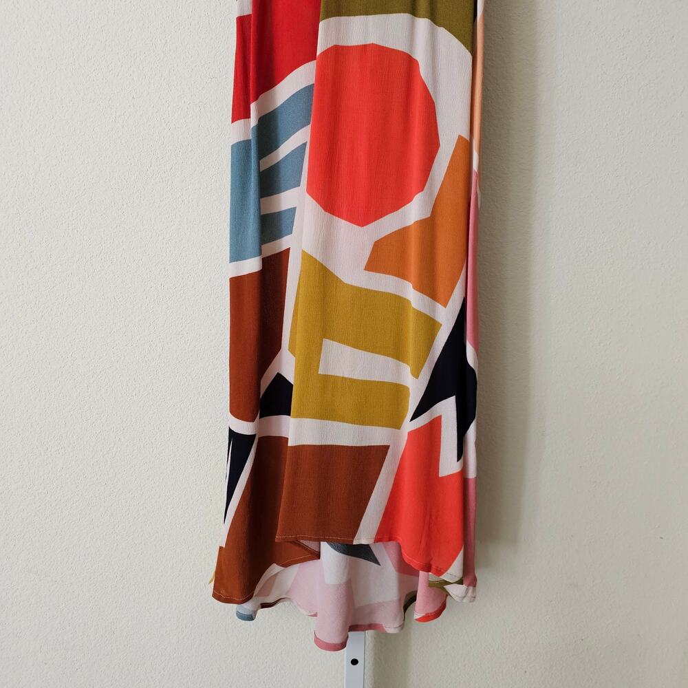 ANTHROPOLOGIE CONDITIONS APPLY Abstract Multicolored Slip Midi Dress Sz M - Picture 7 of 16